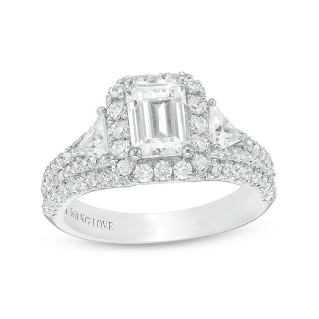 Vera Wang Love Collection 2-1/4 CT. T.w. Certified Emerald-Cut Diamond Frame Engagement Ring in Platinum (I/Si2)