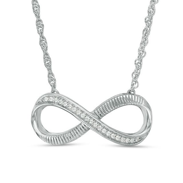 1/20 CT. T.w. Diamond Sideways Infinity Necklace in Sterling Silver - 17.5"