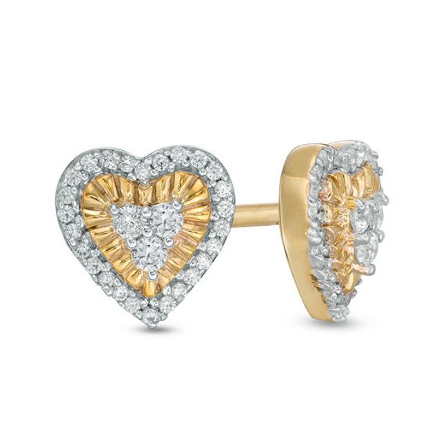 1/6 CT. T.w. Diamond Heart Frame Stud Earrings in 10K Gold