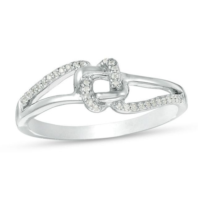 1/10 CT. T.w. Diamond Love Knot Ring in Sterling Silver
