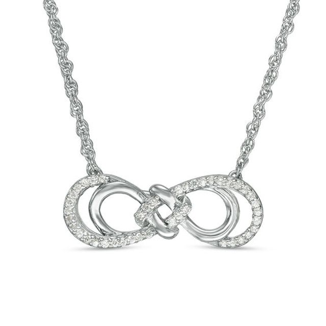 1/6 CT. T.w. Diamond Love Knot Double Sideways Infinity Necklace in Sterling Silver