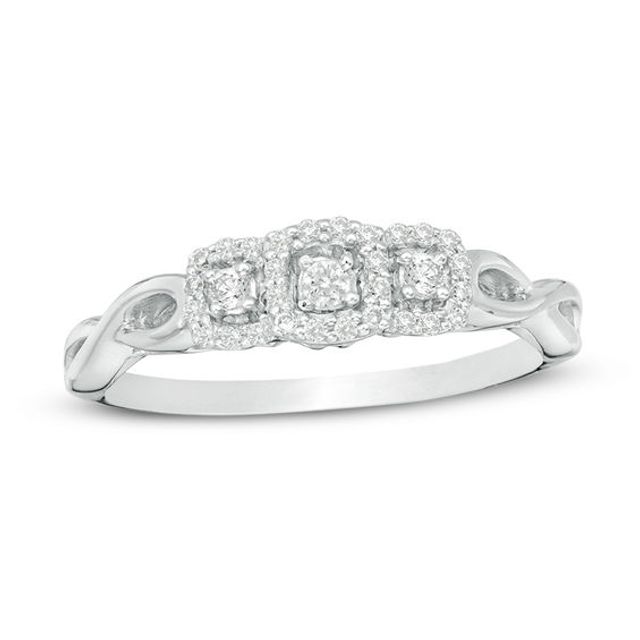 1/6 CT. T.w. Diamond Past Present FutureÂ® Square Frame Infinity-Sides Engagement Ring in 10K White Gold
