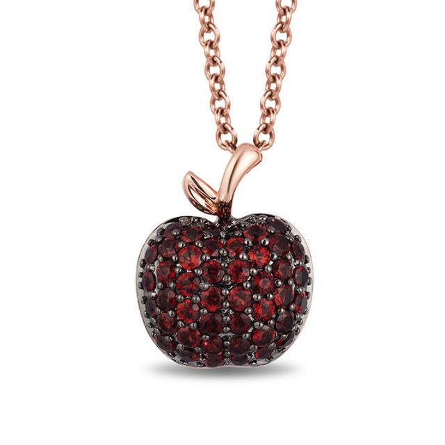 Limited Edition Enchanted Disney Snow White Garnet Apple Pendant in 10K Rose Gold