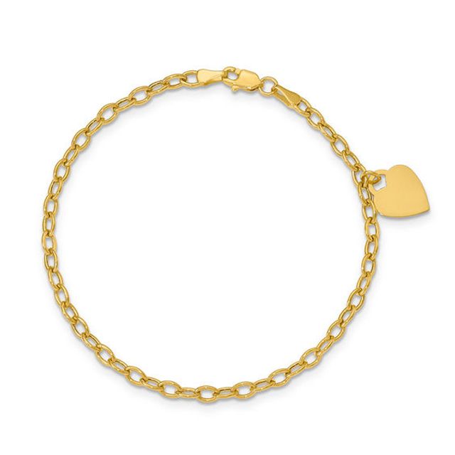 Heart Charm Bracelet in 14K Gold - 7.5"