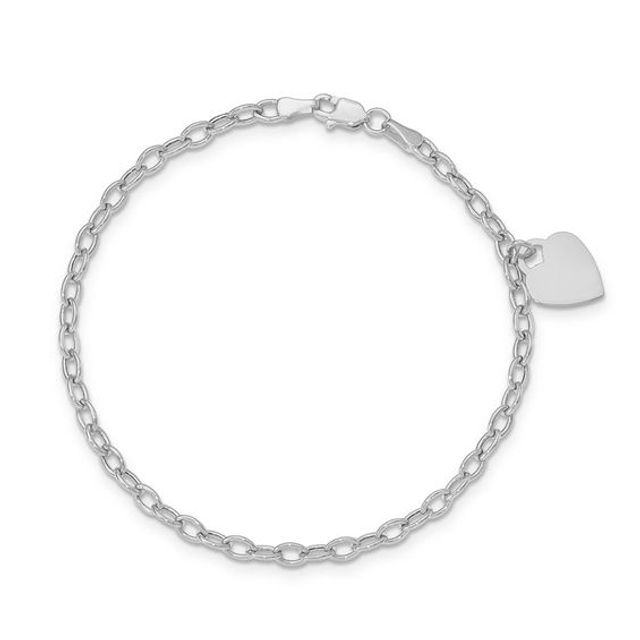 Heart Charm Bracelet in 14K White Gold - 7.5"