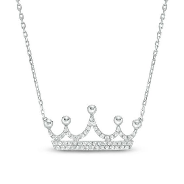 1/5 CT. T.w. Diamond Crown Necklace in 10K White Gold