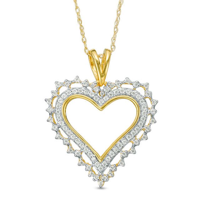 1/4 CT. T.w. Diamond Scallop Heart Pendant in 10K Gold