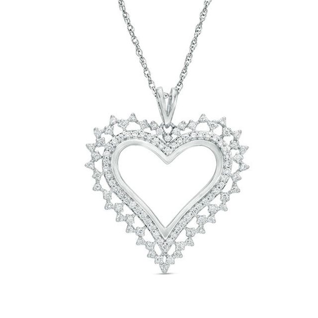 1/2 CT. T.w. Diamond Scallop Heart Pendant in 10K White Gold