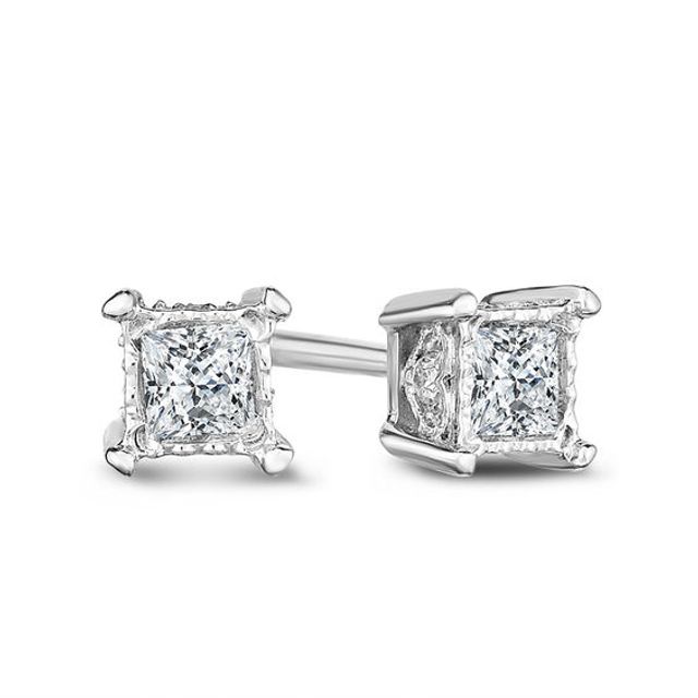 1/5 CT. T.w. Princess-Cut Diamond Solitaire Stud Earrings in 14K White Gold