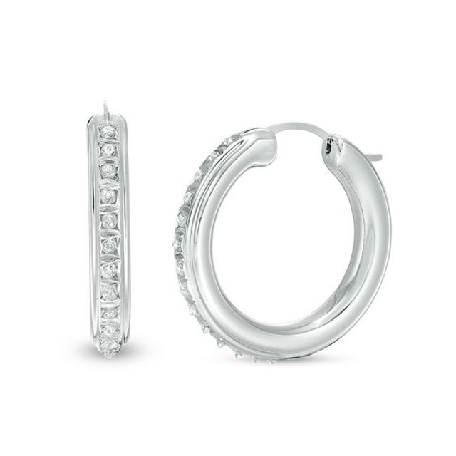 Diamond Fascinationâ¢ Hoop Earrings in 14K White Gold