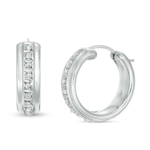 Diamond Fascinationâ¢ Hoop Earrings in 14K White Gold