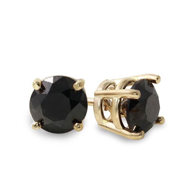 1-1/4 CT. T.w. Black Diamond Solitaire Stud Earrings in 10K Gold