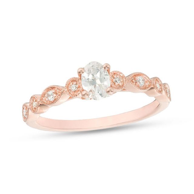 3/8 CT. T.w. Oval Diamond Vintage-Style Engagement Ring in 14K Rose Gold