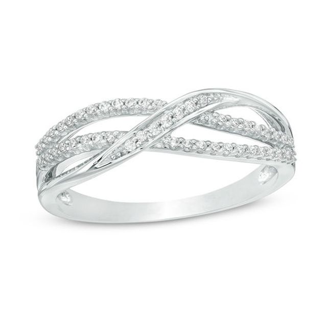 1/6 CT. T.w. Diamond Layered Crossover Anniversary Band in 10K White Gold