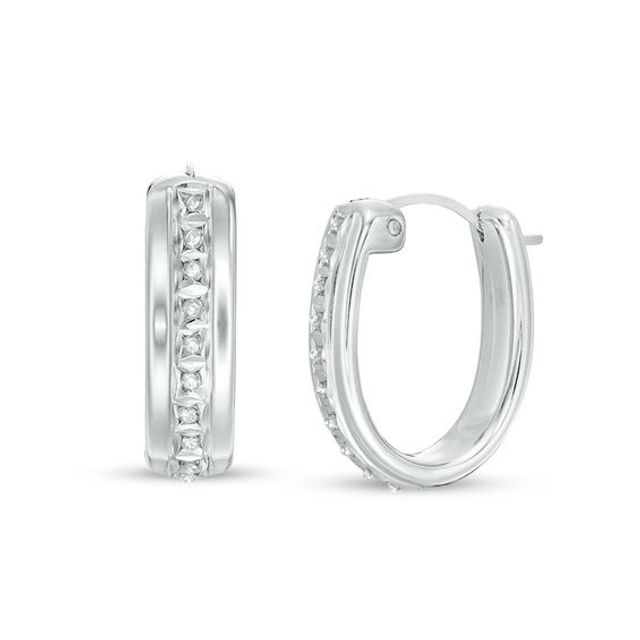 Diamond Fascinationâ¢ "U" Hoop Earrings in 14K White Gold
