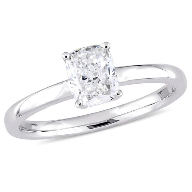 1 CT. Cushion-Cut Diamond Solitaire Engagement Ring in 14K White Gold (H/I1)