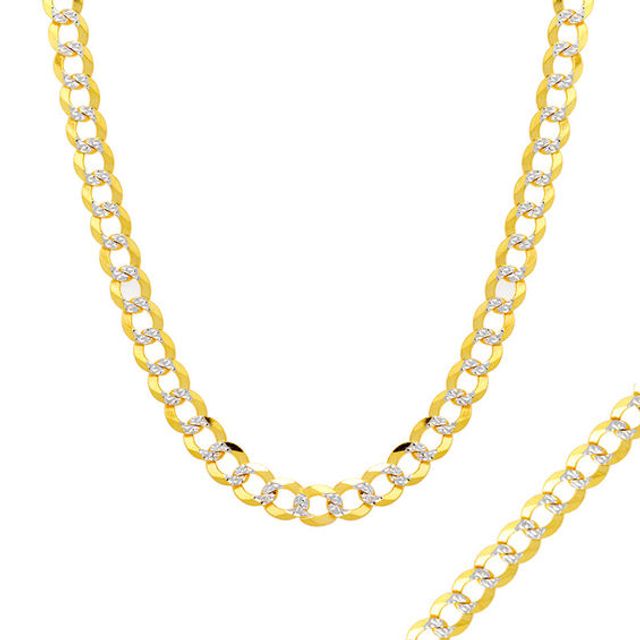Men's 5.7mm Diamond-Cut Curb Chain Necklace in 14K Two-Tone Gold - 30"