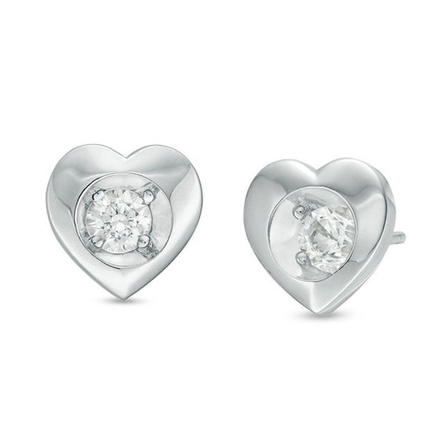 Magnificenceâ¢ 1/6 CT. T.w. Diamond Solitaire Heart Frame Stud Earrings in 10K White Gold