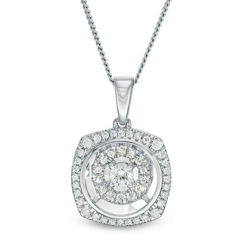 Magnificenceâ¢ 1/4 CT. T.w. Diamond Double Cushion Frame Pendant in 10K White Gold