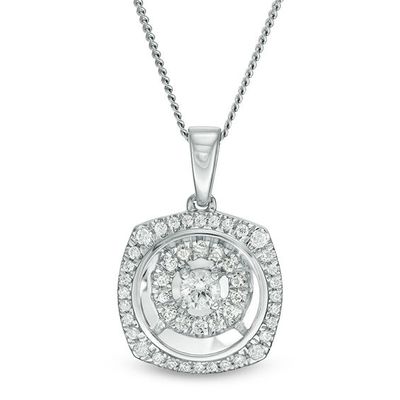 Magnificenceâ¢ 1/4 CT. T.w. Diamond Double Cushion Frame Pendant in 10K White Gold