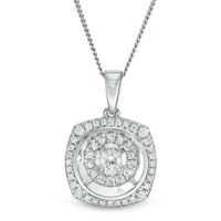 Magnificenceâ¢ 1/4 CT. T.w. Diamond Double Cushion Frame Pendant in 10K White Gold