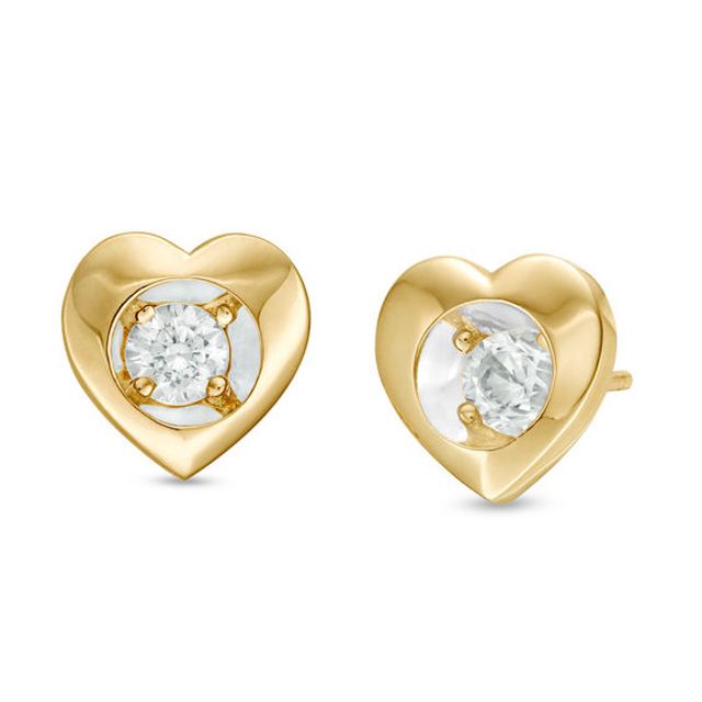 Magnificenceâ¢ 1/6 CT. T.w. Diamond Solitaire Heart Frame Stud Earrings in 10K Gold