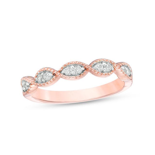 1/6 CT. T.w. Diamond Twist Vintage-Style Stackable Band in 10K Rose Gold