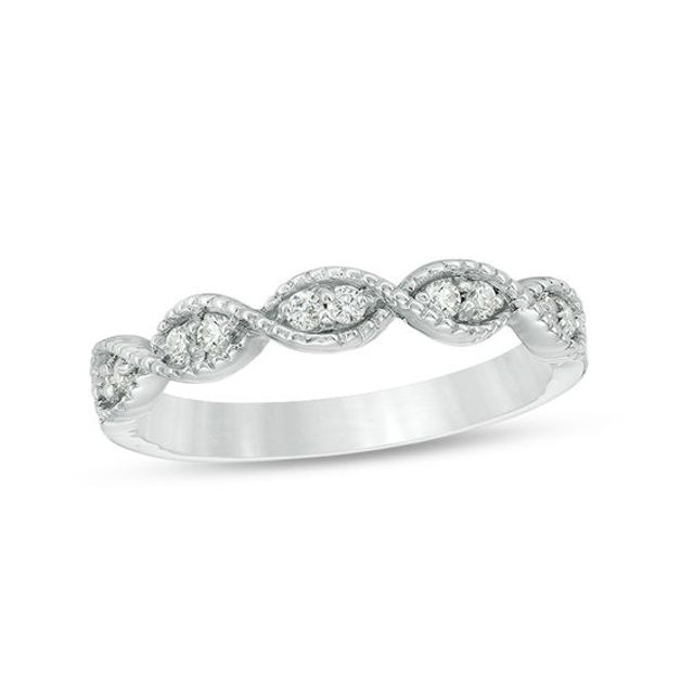 1/6 CT. T.w. Diamond Twist Vintage-Style Stackable Band in 10K White Gold