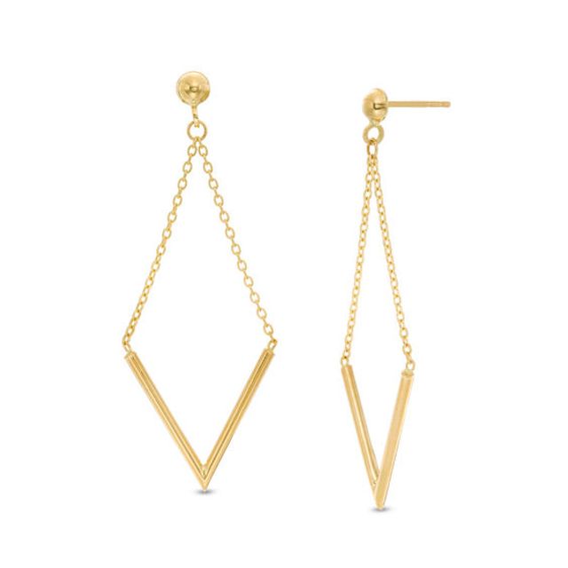 Geometric Drop Earrings in 14K Gold