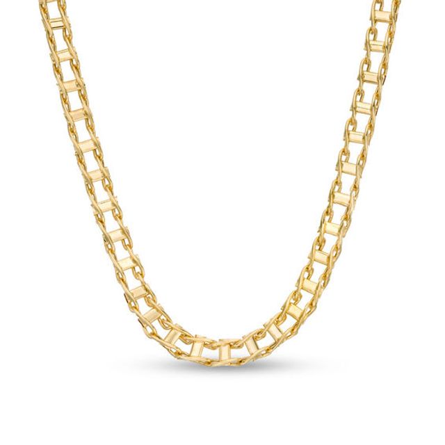 Men's 5.0mm Railroad Link Chain Necklace in Hollow 14K Gold - 20"