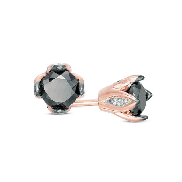 1/2 CT. T.w. Enhanced Black and White Diamond Solitaire Stud Earrings in 10K Rose Gold