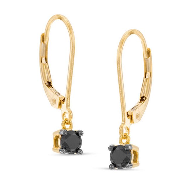 3/8 CT. T.w. Black Diamond Solitaire Drop Earrings in 10K Gold