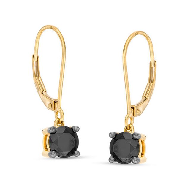 1-1/2 CT. T.w. Black Diamond Solitaire Drop Earrings in 10K Gold