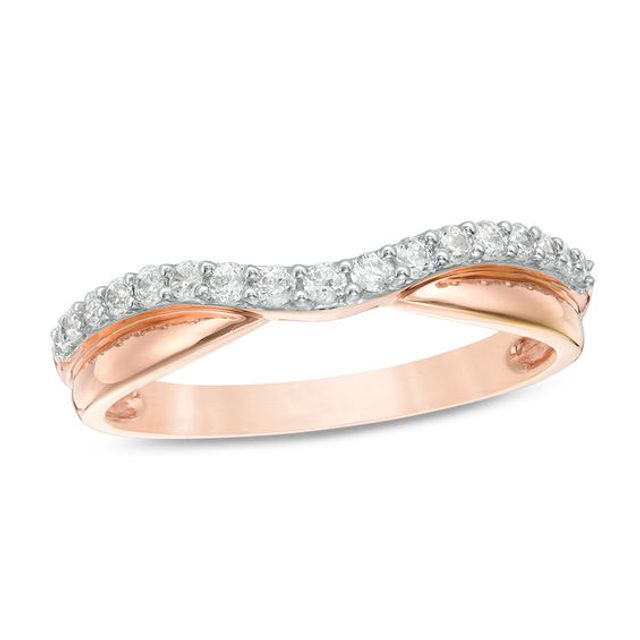 1/4 CT. T.w. Diamond Contour Wedding Band in 14K Rose Gold