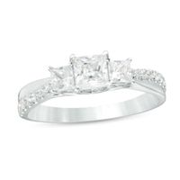 1 CT. T.w. Princess-Cut Diamond Past Present FutureÂ® Engagement Ring in 14K White Gold