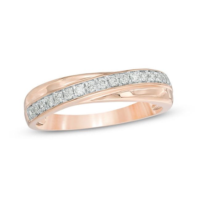 1/5 CT. T.w. Diamond Crossover Anniversary Band in 10K Rose Gold