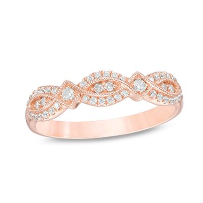 1/4 CT. T.w. Diamond Art Deco Vintage-Style Stackable Band in 10K Rose Gold