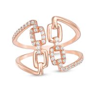 1/4 CT. T.w. Diamond Square Chain Link Open Ring in 10K Rose Gold