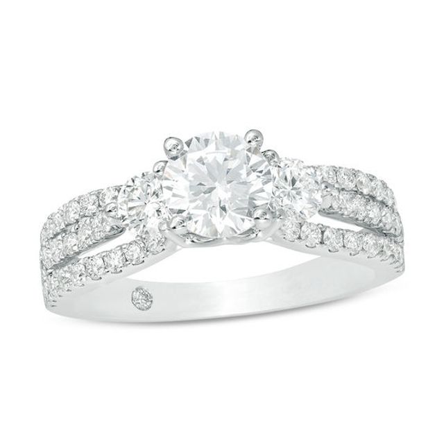 1-5/8 CT. T.w. Diamond Past Present FutureÂ® Multi-Row Engagement Ring in 14K White Gold