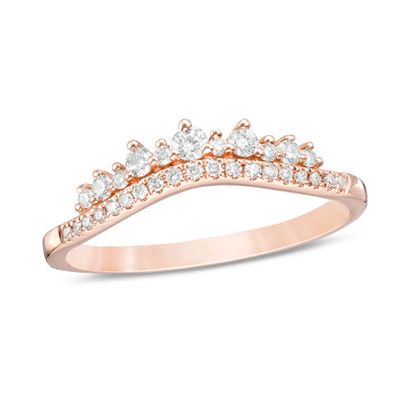 1/4 CT. T.w. Diamond Crown Contour Wedding Band in 14K Rose Gold