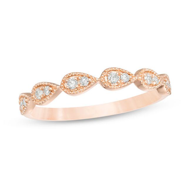 1/8 CT. T.w. Diamond Teardrop Vintage-Style Stackable Band in 10K Rose Gold