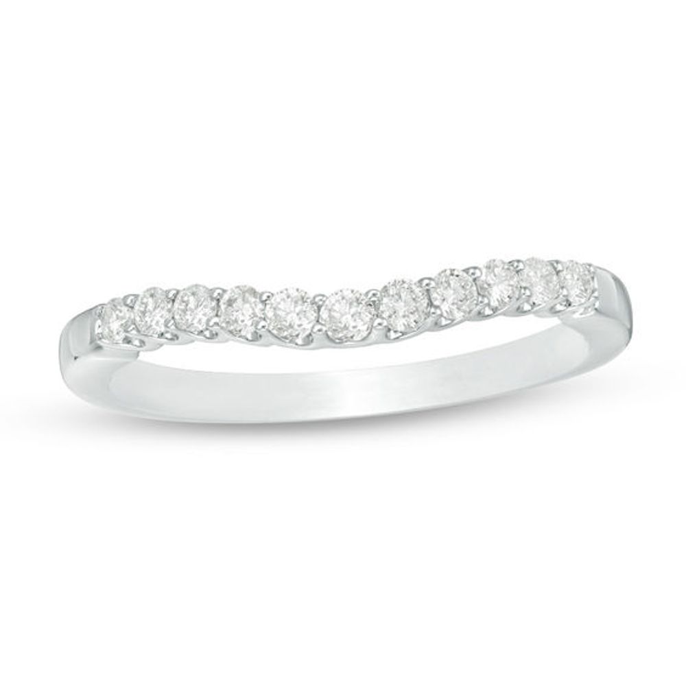 1/4 CT. T.w. Diamond Contour Wedding Band in 14K White Gold