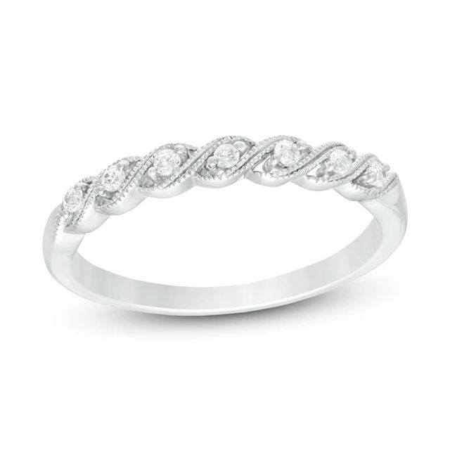 1/10 CT. T.w. Diamond Twist Vintage-Style Stackable Band in 10K White Gold