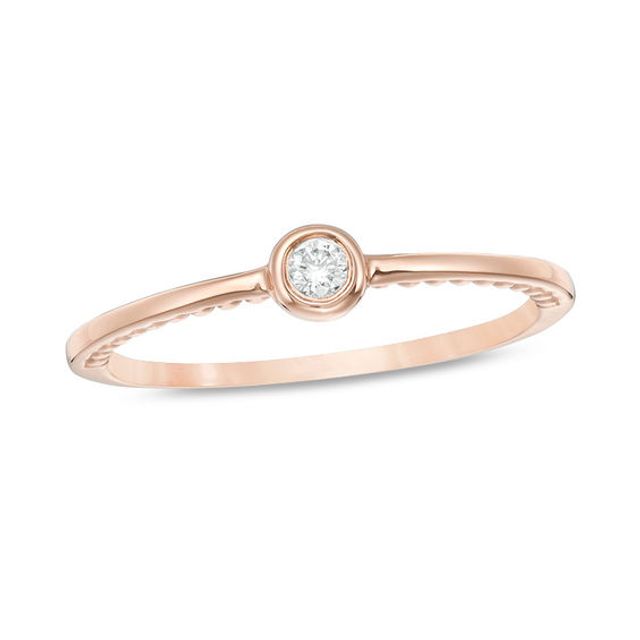 1/20 CT. Diamond Solitaire Promise Ring in 10K Rose Gold