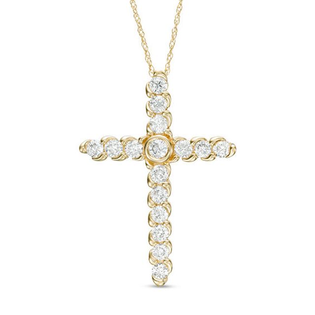 1 CT. T.w. Diamond Bypass Cross Pendant in 14K Gold