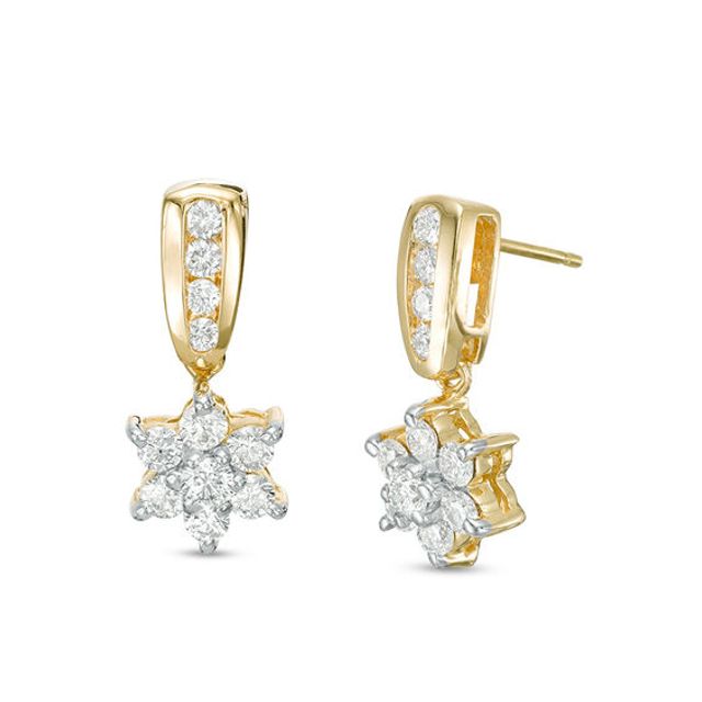 1 CT. T.w. Diamond Star Drop Earrings in 14K Gold