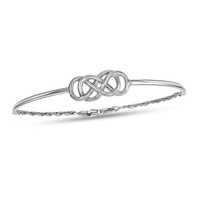 Double Interlocking Infinity Bangle in Sterling Silver