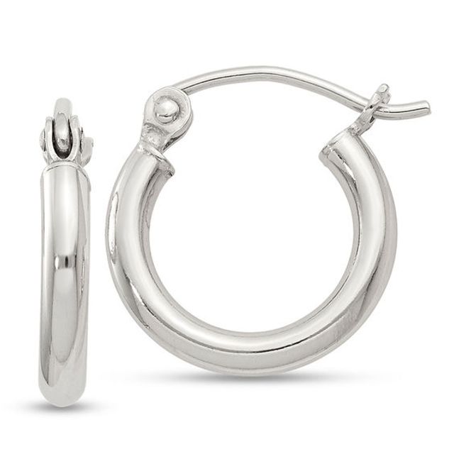 2.0 x 13.0mm Polished Hoop Earrings in Sterling Silver