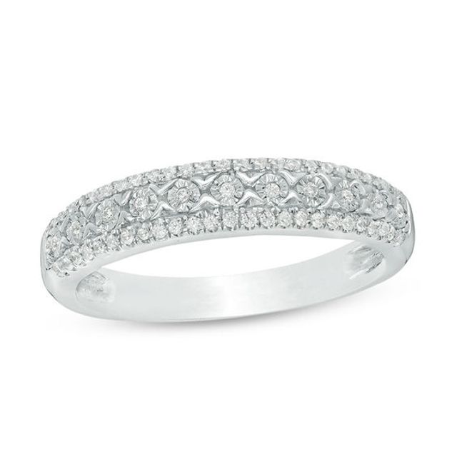 1/5 CT. T.w. Diamond Three Row Anniversary Band in Sterling Silver
