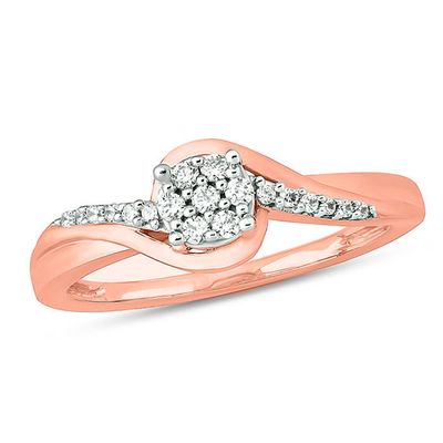 1/6 CT. T.w. Composite Diamond Bypass Swirl Promise Ring in 10K Rose Gold